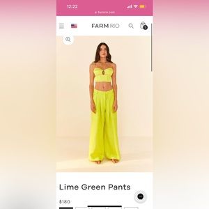 Lime green linen wide leg pants